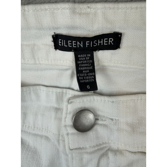 Eileen Fisher Jeans 6 White Organic Cotton Stretch Straight Tapered 31x29 - Picture 6 of 12